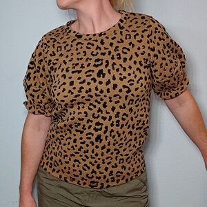 Cute Anthropologie Structured Leopard Blouse